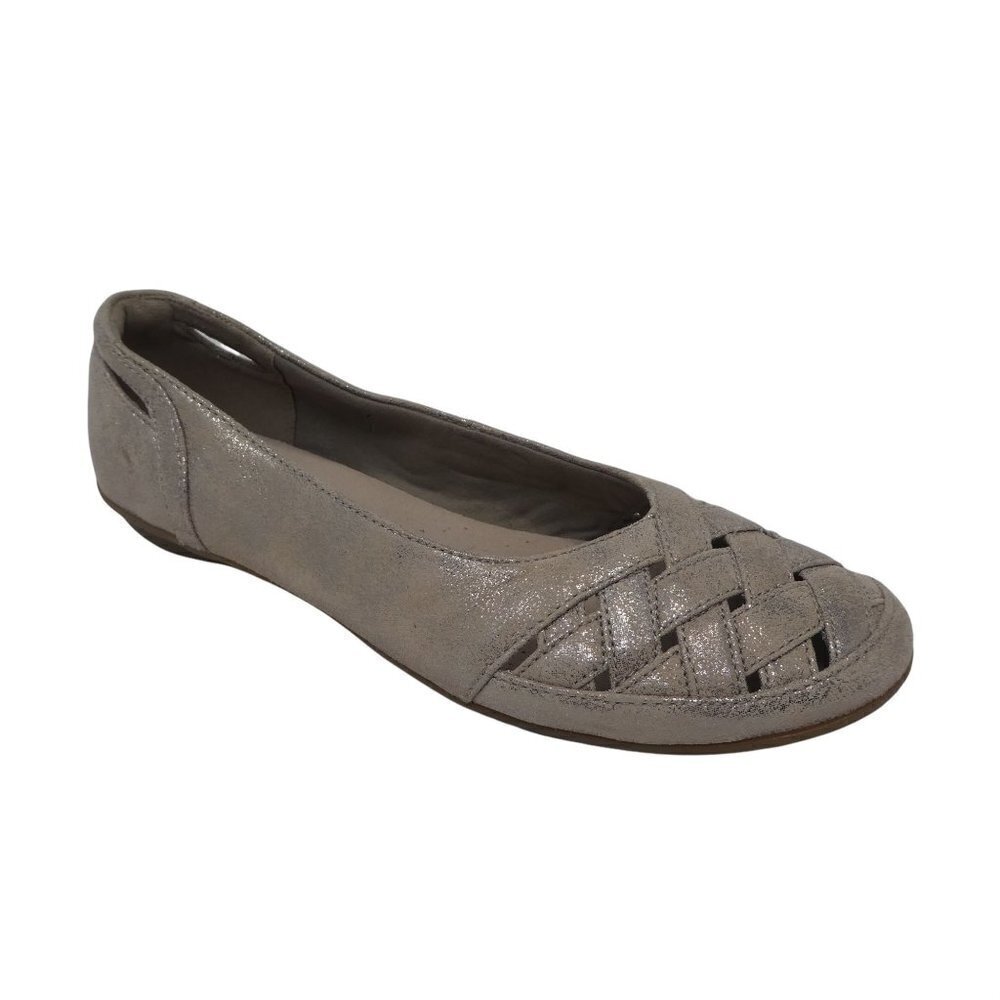 Collection by Clarks Ballet Flats Womens 8.5 Metallic Shimmer Gold Comfort